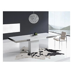 Inside 75 Table repas extensible INTEMPO 8 couverts 135/229x90cm pied bois plateau verre blanc