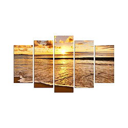 Toilinux Lot de 5 tableaux coucher de soleil - Orange