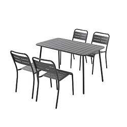Concept Usine Ensemble table et chaises gris foncé 4-6 places BERGAME