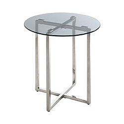 Mes Table d'appoint ronde 50x55 cm en verre gris et inox