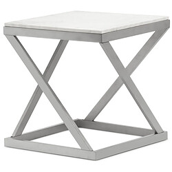 Paris Prix Table d'Appoint Design Palamo 57cm Argent & Blanc