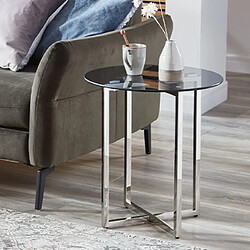 Mes Table d'appoint ronde 50x55 cm en verre gris et inox