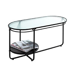 Mes Table basse 90x42x49 cm en verre ondulé et métal noir