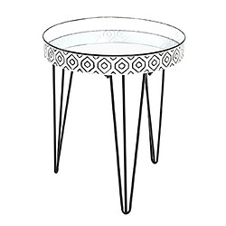 Mes Table d'appoint ronde 45x53 cm en métal noir et blanc avec miroir