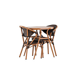 Acheter Paris Prix Ensemble Table de Jardin & 2 Chaises Abrantes 80cm Marron