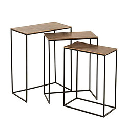 Mes Lot de 3 sellettes 53, 48, 43 cm en aluminium marron et noir