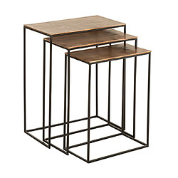 Mes Lot de 3 sellettes 53, 48, 43 cm en aluminium marron et noir