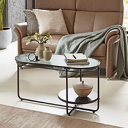 Mes Table basse 90x42x49 cm en verre ondulé et métal noir