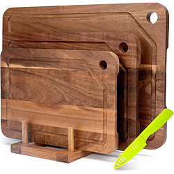 Vendos85 Ensemble 3 Planches à Découper en Bois d’Acacia