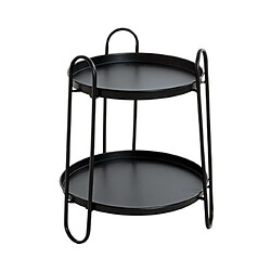 Mes Table d'appoint ronde double plateau 43x50 cm en métal laqué noir