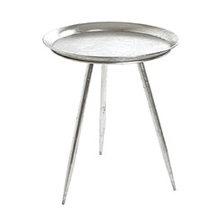 Mes Table d'appoint ronde 44x54 cm en métal laqué argenté