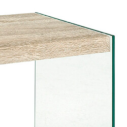 Mes Table d'appoint 46x35x35 cm décor chêne clair et verre - RAJMI