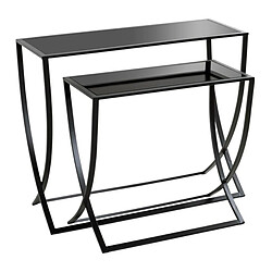Paris Prix Lot de 2 Tables d'Appoint Anico 80cm Noir Laqué