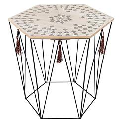 Atmosphera Table à Café Octogonale en Métal Etnik 40cm Noir
