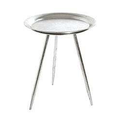 Mes Table d'appoint ronde 38x47 cm en métal laqué argenté