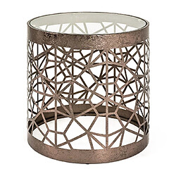 Mes Table d'appoint ronde 50 cm en verre et métal bronze antique