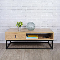 Mes Table basse 1 tiroir 100x50x36 cm en bois et métal - MICKY