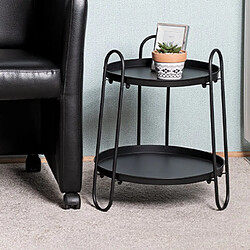 Mes Table d'appoint ronde double plateau 43x50 cm en métal laqué noir