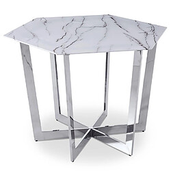 Paris Prix Table de Repas Design Dizazi 120cm Blanc & Argent