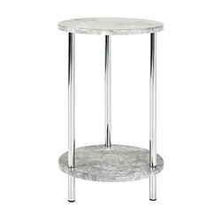 Mes Table d'appoint ronde 30x50 cm en métal gris effet béton - ALMARO