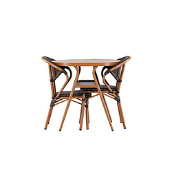 Paris Prix Ensemble Table de Jardin & 2 Chaises Abrantes 80cm Marron pas cher