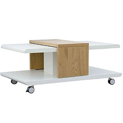 Paris Prix Table Basse Design Yavor 110cm Naturel & Blanc