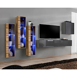 Paris Prix Meuble TV Mural Design Switch XIII 330cm Gris & Naturel
