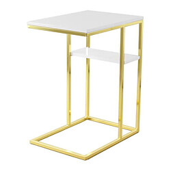 Paris Prix Table d'Appoint Design Maud 60cm Blanc & Or