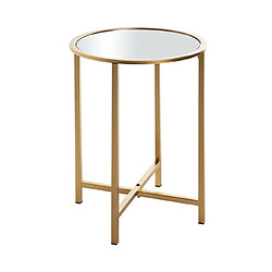 Mes Table d'appoint ronde 39x53 cm en verre et métal doré