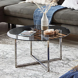 Mes Table basse ronde 75x45 cm en verre gris et inox