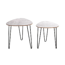 Mes Lot de 2 tables d'appoint 40 et 48 cm décor gris clair et métal noir