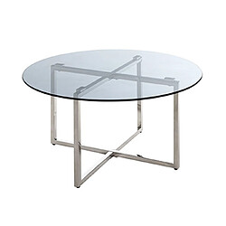Mes Table basse ronde 75x45 cm en verre gris et inox