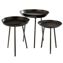 Paris Prix Lot de 3 Tables d'Appoint Rondes Cario 50cm Gris