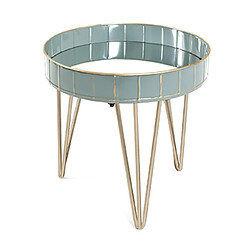 Mes Table d'appoint ronde 41x40 cm en métal bleu gris et doré