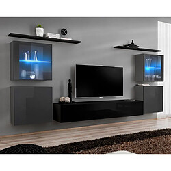 Paris Prix Meuble TV Mural Design Switch XIV 320cm Gris & Noir