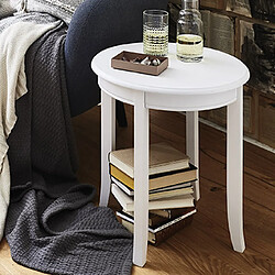 Mes Table d'appoint ronde 48x51 cm en bois laqué blanc