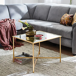 Mes Table d'appoint carrée 60x45 cm avec plateau en miroir et métal doré