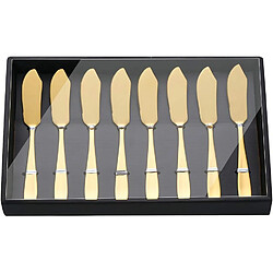 Vendos85 Lot de 8 couteaux à beurre dorés avec boîte cadeau