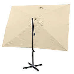 Decoshop26 Parasol professionnel restaurant pour jardin terrasse 3x4m (Ø5m) polyester aluminium/acier 26kg crème avec pied, rotatif 04_0003313