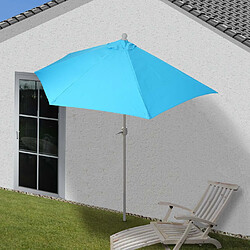 Decoshop26 Demi parasol semi-circulaire balcon terrasse UV 50+ polyester/aluminium 3kg avec une portée de 300 cm turquoise sans support 04_0003903