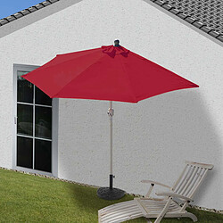 Decoshop26 Demi parasol semi-circulaire balcon terrasse UV 50+ polyester/aluminium 3kg avec une portée de 300 cm bordeaux avec support 04_0003845