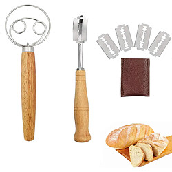 Vendos85 Ensemble Lame et Fouet à Pâte en Bois et Inox
