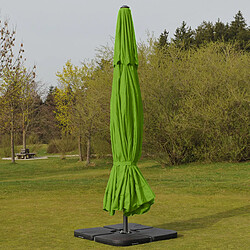 Decoshop26 Parasol Pro jardin extérieur terrasse avec volant Ø 5m polyester / alu 28 kg vert avec support 04_0003859