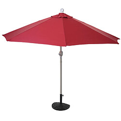 Decoshop26 Demi parasol semi-circulaire balcon terrasse UV 50+ polyester/aluminium 3kg avec une portée de 300 cm bordeaux avec support 04_0003845