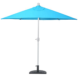 Decoshop26 Demi parasol semi-circulaire balcon terrasse UV 50+ polyester/aluminium 3kg avec une portée de 300 cm turquoise avec support 04_0003844