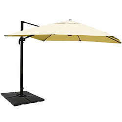 Decoshop26 Parasol professionnel restaurant pour jardin terrasse 3x4m (Ø5m) polyester aluminium/acier 26kg crème avec pied, rotatif 04_0003313