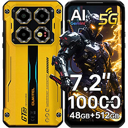 OUKITEL WP60 5G Smartphone Incassable 7,2" Android 15 - 48Go+512Go 10000mAh/33W 120Hz - Jaune