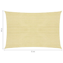 Helloshop26 Parasol en pehd rectangulaire 4 x 6 m beige 02_0008590 pas cher