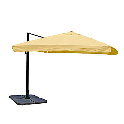 Decoshop26 Parasol professionnel restaurant pour jardin terrasse 3x3m (Ø4,24m) polyester/aluminium 23kg crème avec pied, rotatif 04_0003997