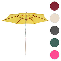 Mendler Parasol Florida, parasol de jardin parasol de marché, Ø 3m polyester/bois ~ jaune